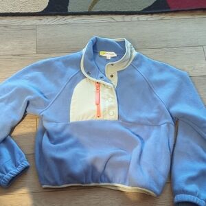 Hippie Rose Blue and Cream Fleece with Yellow Accent